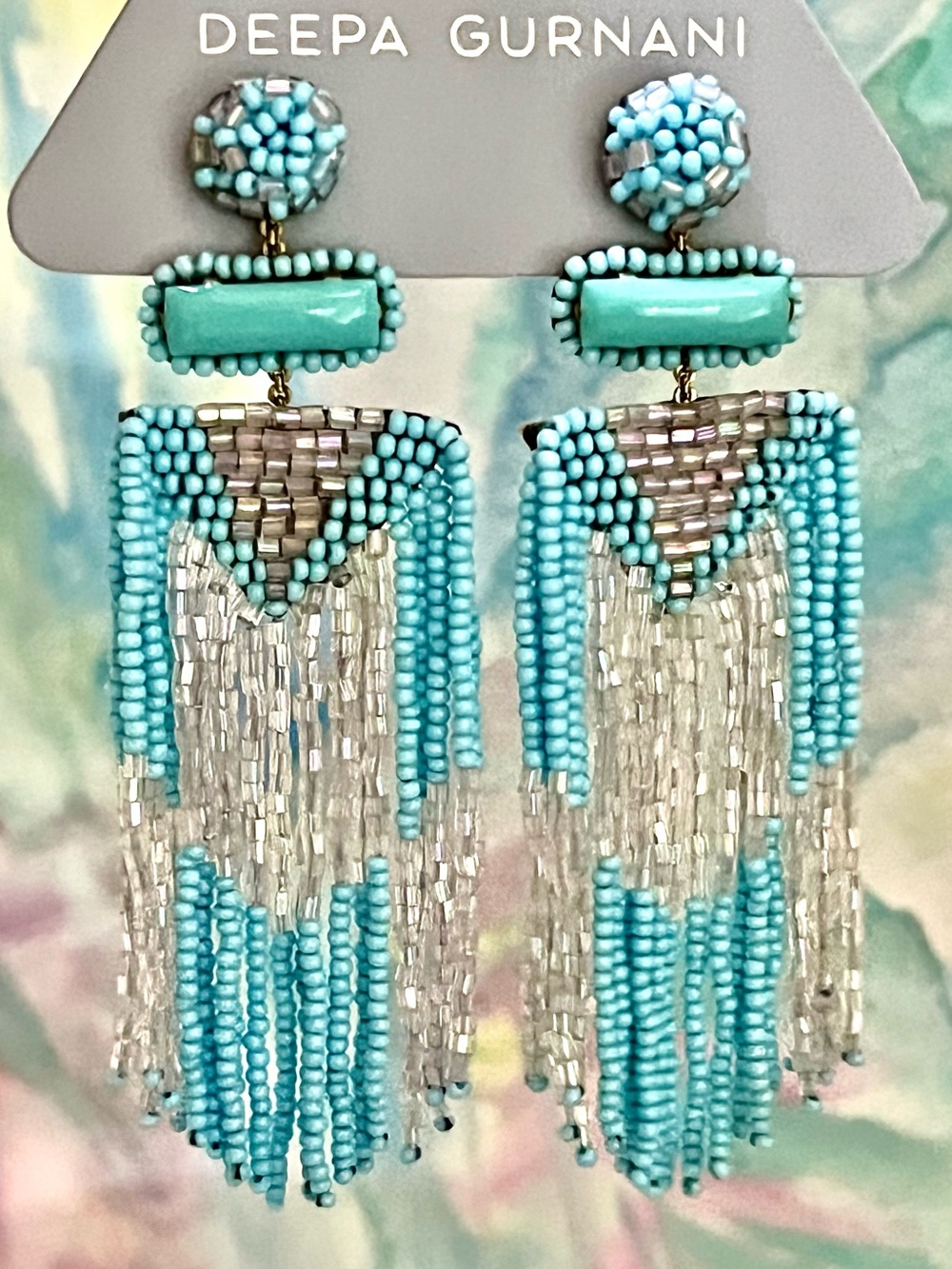 NWT Deepa Gurnani Beaded Fringe Chandeliers - Picture 6 of 17